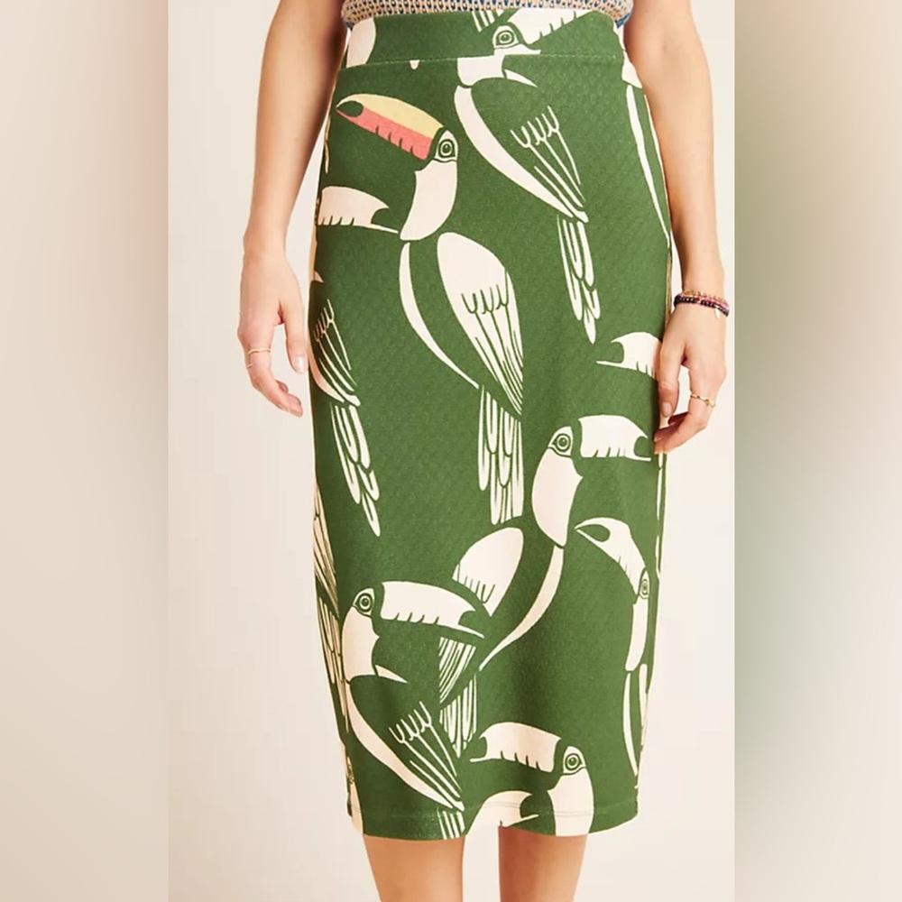 Green Toucan Print Skirt